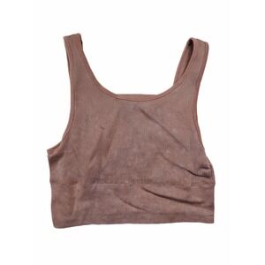 Harmony & Balance Mauve Ribbed Cropped Scoop Neck Tank Top Women's Size Large